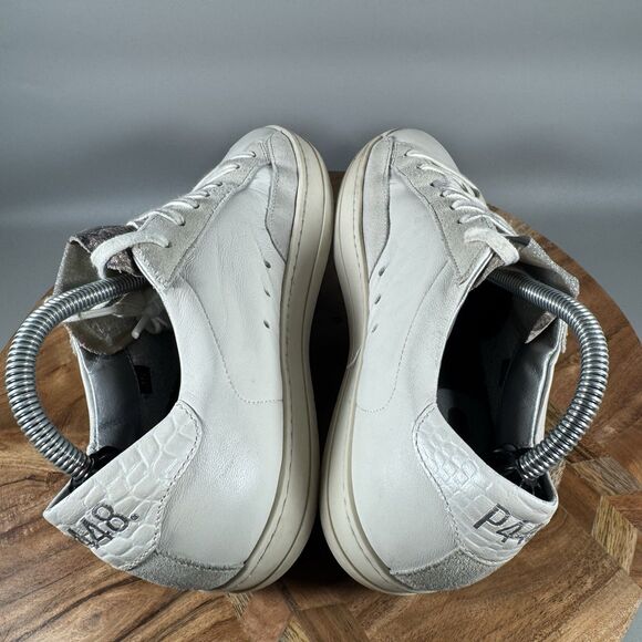 P448 John Shoes Womens EU 35 US 5 White Low Top Leather Sneaker Lace Up Casual - Picture 5 of 8